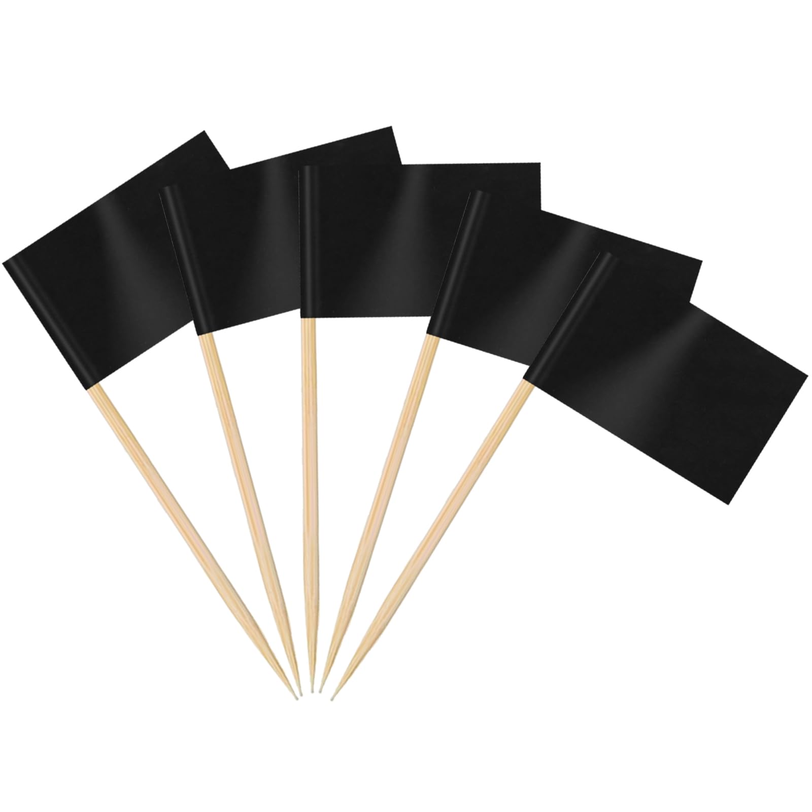 AhfuLife 200pcs Black Toothpick Flags Cake Toppers, Blank Food Labels for Buffets, DIY Cocktail Stick Flag for Sandwich Food Cheese Cupcake Toppers Tableware Birthday Wedding Party Supplies Decor