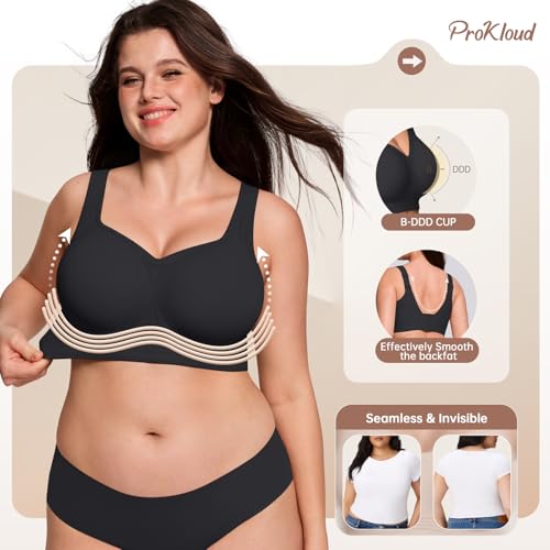 Image of ProKloud Jelly Bras for Women No Underwire Wireless Bra with Support and Lift Full Coverage Plus Size Comfy Seamless Bra