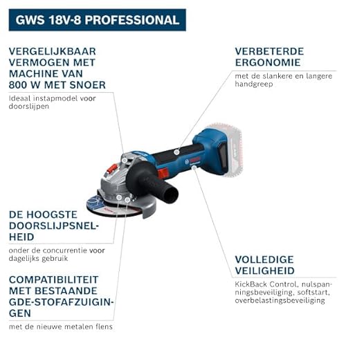 Bosch Professional 18V System haakse accuslijpmachine GWS 18V-8 (schijfdiameter 125 mm, zonder accu/oplader) - Afbeelding 3