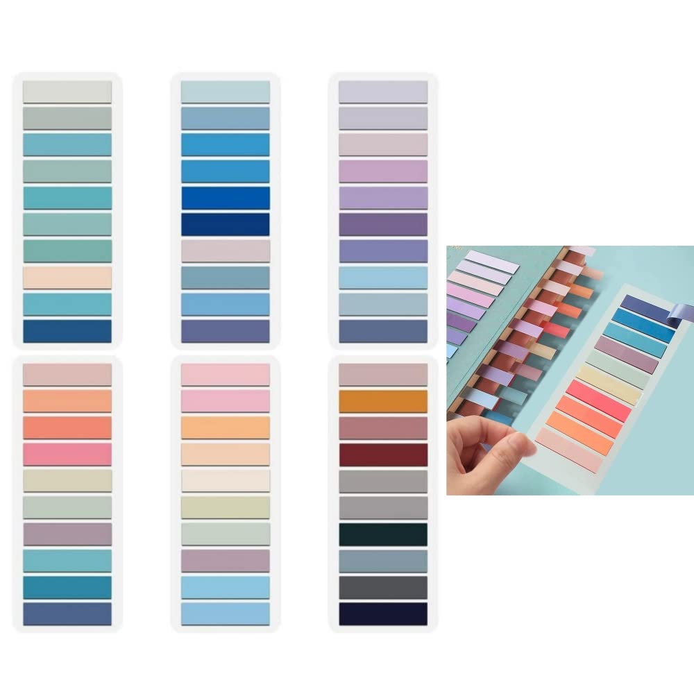 1200 PCS Sticky Notes Plastic 60 Colors Sticky Tabs Highlighter Strips Waterproof Annotation Tabs for Study Essentials Index File