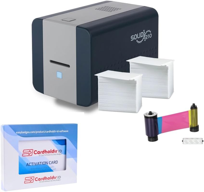 Easy Badges Solid 210 ID Badge Printer | with Beginner Software