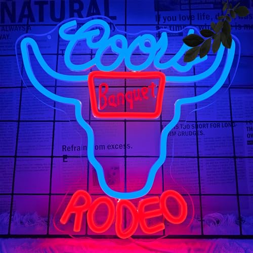 Image of Beer Neon Sign Dimmable Western Rodeo Neon Light Signs for Wall Decor Cowboy Neon Sign for Man Cave Home Bar Beer Club Pub Bistro