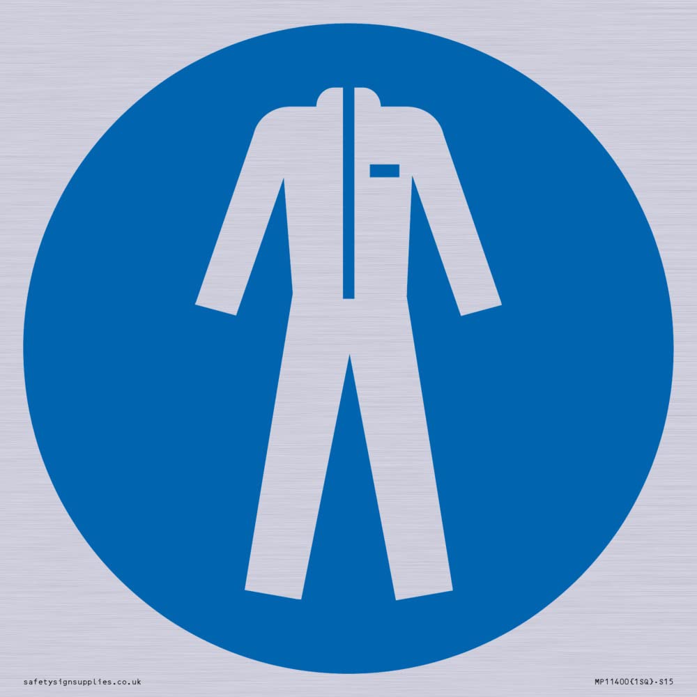 Viking Signs Mandatory: Wear protective clothing Sign - 150x150mm - S15, Blue/White