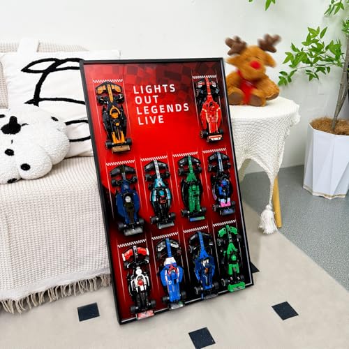 Image of WETCEAOM F1 Display Wallboard Compatible with Lego F1 Speed Champions 66082 Car Display 77242,77243,77244,77245,77246,77247,77248,77249,77250,77251 Wall Frame Car Wall Mount Lover, Model not Included