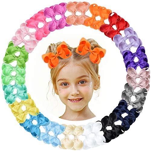 40pcs 4.5 Inches Hair Bows Alligator Clips for Girls Grosgrain Ribbon Hair Barrettes Accessories for Toddler Kids (4.5 Inches)