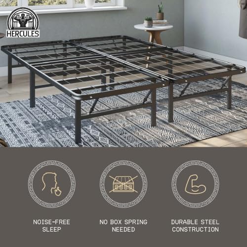 Image of Hercules Folding Metal Bed Frame, 14 Inch Platform Mattress Foundation, King