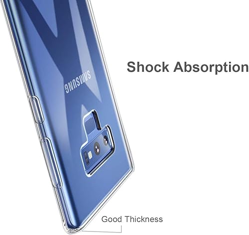 Miniatura 6 de Unov Funda para Galaxy Note 9, transparente con diseño de poliuretano termoplástico suave que absorbe los golpes, delgada y en relieve, diseño