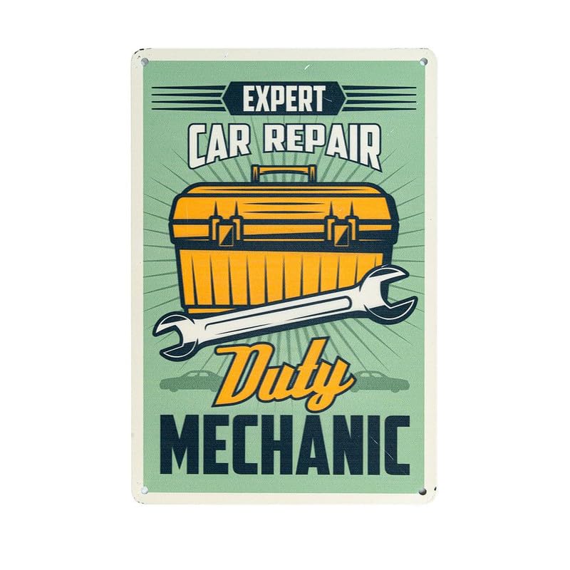 Image of Eazywagon Decorative Retro Metal Signs Wall Plate - 12x8 Inch (Duty Mechanic) | Weatherproof Vintage Metal Sign Plate for Cafe, Home, Bar, Garage | Decorative Wall Hanging Sign Board