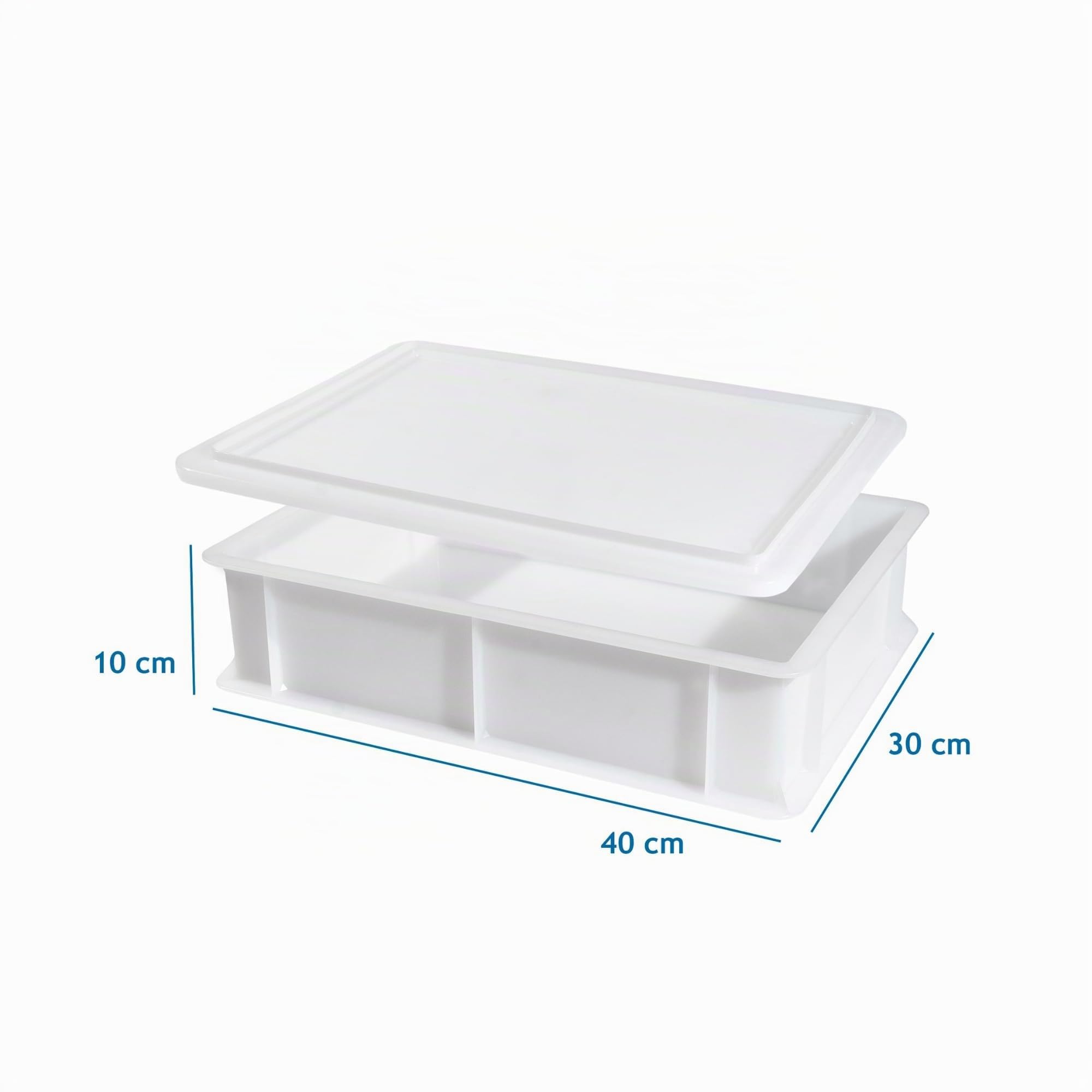 CookandSupply Gärbox für Pizza und Brot BPA-free - Lebensmittelechte Teigbehälter - Made in Italy - 3 Stapelbare Boxen 40x30x10 cm + 1 Deckel