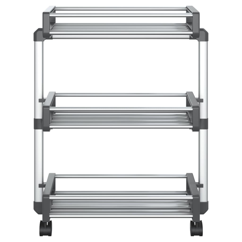 Carro de almacenamiento de aluminio 59 x 20 x 75 cm con 3 cestas y ruedas, estante ajustable, ahorra espacio para cocina, baño, oficina, organizador estable para un almacenamiento y orden