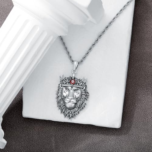 Lattd Lion Necklace With Crown 925 Sterling Silver Lion Pendant For Men With Ruby Cz thumb #5