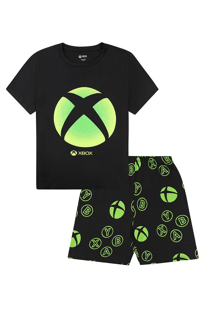 Xbox Men's Black Official And Boys Matching Gaming Short Cotton Pyjama Set (6-7 Years)