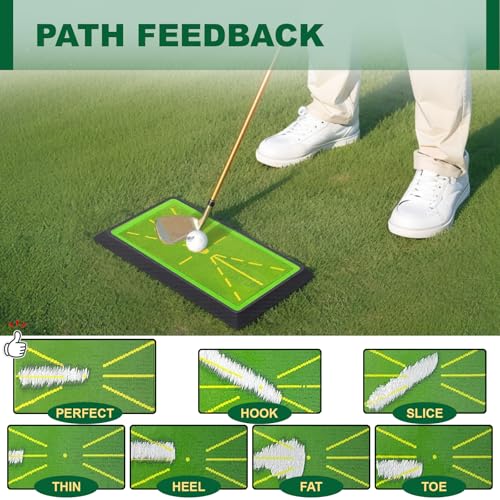 Golf Practice Mat with Swing Path Feedback – Heavy Duty Anti-Slip Rubber Base for Indoor/Outdoor Training | Portable Divot Board for Swing Analysis for Beginners & Experienced Players - Image 4