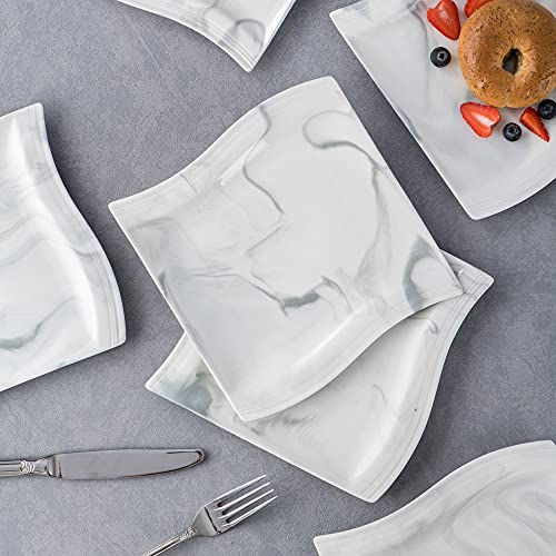 MALACASA serie Flora Vajillas de Porcelana Juego de Platos, Gris 6 Platos de Postre - Imagen 7