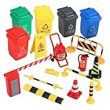 FUNOMOCYA Miniatur Verkehrsabsperrung Spielset Lernspielzeug für Sandtisch Straßenverkehrsschilder Realistische Verkehrsinfrastruktur Pädagogisch Geeignet für Jungen und Mädchen