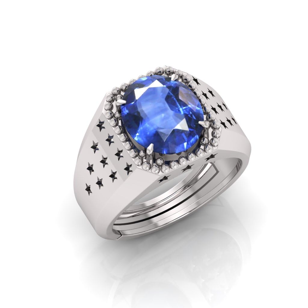 Bague saphir bleu naturel véritable plaqué argent pour éviter les verres ternes - 4