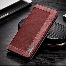 ClickCase Iconic Series for Motorola Edge 60 Fusion 5G Soft Canvas Denim Cloth Leather Wallet Flip Case Kick Stand with Magnetic Closure Flip Cover for Motorola Edge 60 Fusion 5G (Wine & Mauve)