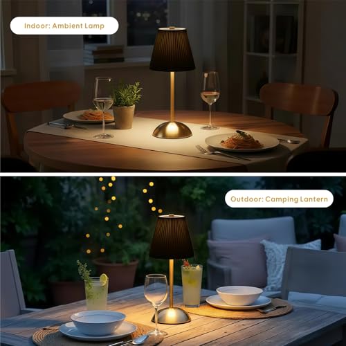 PetiitLyt 2-Pack Rechargeable Table Lamp, LED Small Cordless Lamp Sets, 3 Color Temperatures & Stepless Dimming, Mini Touch Lamp with USB, Wireless Table Lamps for Restaurant, Bedroom, Outdoor (Black) by PetiitLyt - Used condition - Image 5