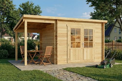 Alpholz Gartenhaus Maria mit Schleppdach aus Holz Gerätehaus mit 28 mm Wandstärke Pultdach
