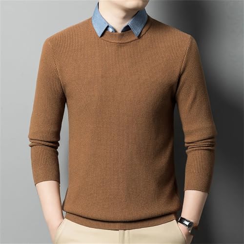 Mens Fake Two Collared Fashion Knit Pullove Sweater Casual Jumpers Slim Fit Clothing2