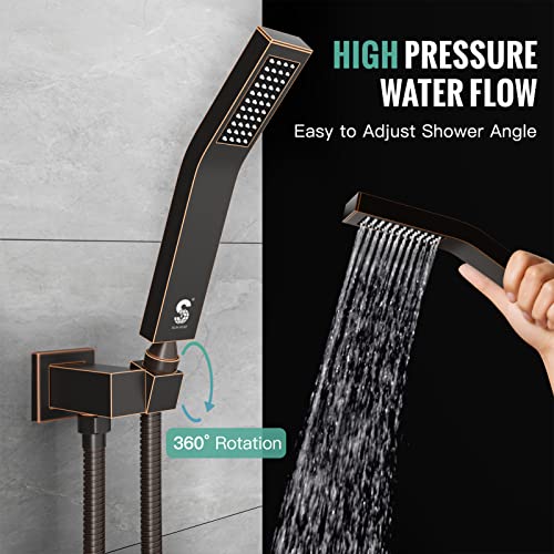 Image of 20 Inch Extra Large Full Body Shower System Bathroom Rain Mixer Shower Combo Set Ceiling Mounted Rainfall Shower Head Faucet Oil Rubbed Bronze (Contain Shower Faucet Rough-In Valve Body and Trim)
