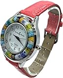  Vinciprova Le Gemme di Venezia Damen-Armbanduhr, Fuchsia Murano Glas und Antik-Murrine Millefiori