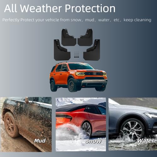 Image of No Drill Mud Flaps Splash Guards Compatible with Honda Passport 2026-2027(Not Fit TrailSport),OEM Style Textured Black Custom Fit All Weather Exterior Accessories(4PCS)