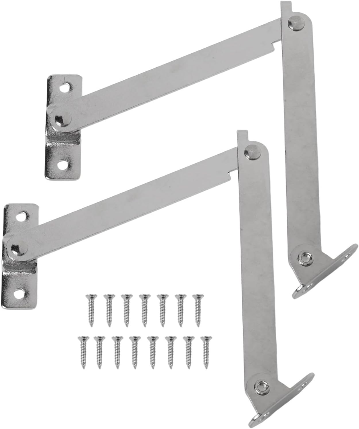 Metal Lid Support Hinges with Stay Function, Antique Bronze Iron Decorative Cabinet Hinges for Jewellery Box, Wine Box, Chest and Furniture(Silver)