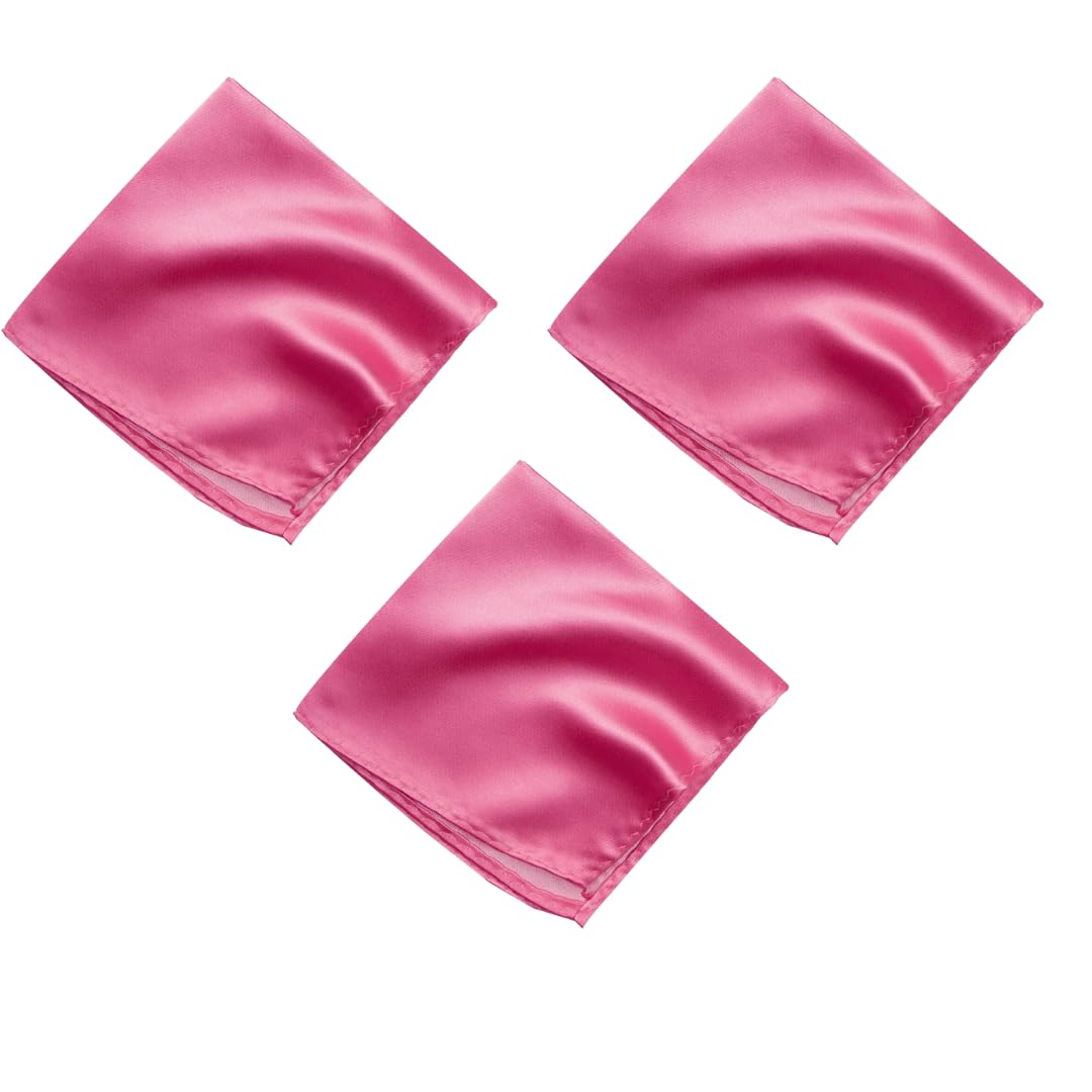 young arrow Satin Pocket Square for Men, Wedding Handkerchief for Suits, Blazers & Tuxedo, Men's Pocket Square Combo (Pack of 3) (Dark Pink)-picture-25