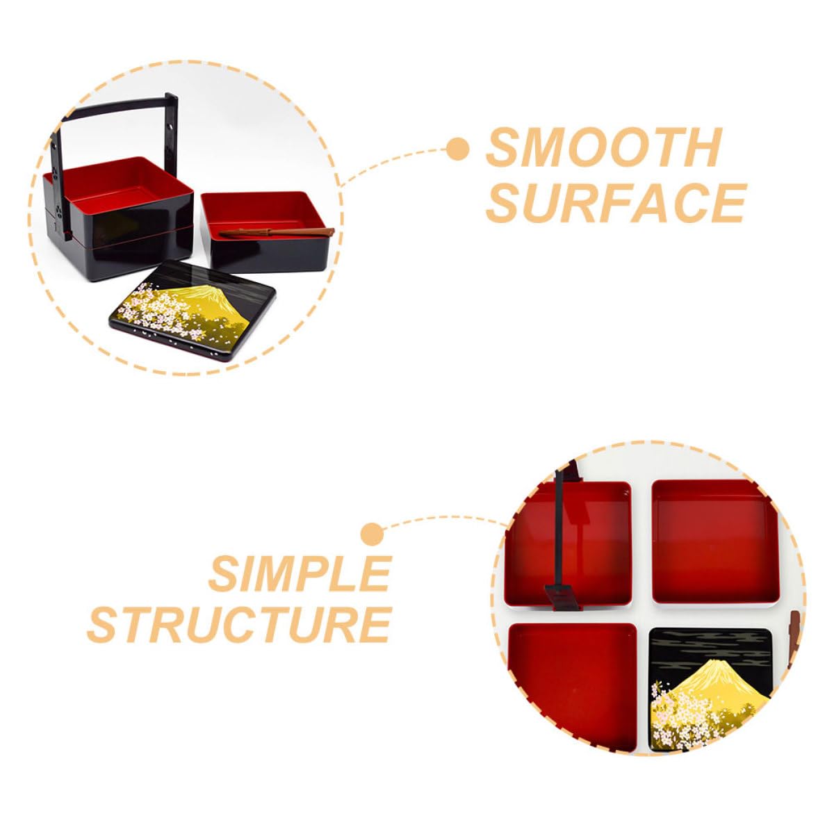 Veemoon Contenitore Per Alimenti Bento Box Giapponese Porta Pranzo in Abs Coperchio, Scatola Sushi Da Picnic Per Famiglia e Scuola, Lunch Box Portatile Multistrato 16,5x15x20 Cm
