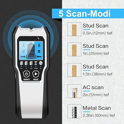 Leitungssucher Ortungsgerät, 5 in 1 Multifunktions Wand Scanner Detektor Bolzendetektor mit...