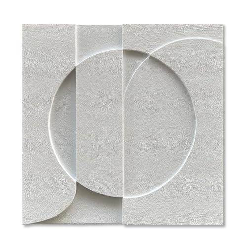 NANKAI Art White textured wall decoration painting, handcrafted abstract gypsum wall decoration painting, three-dimensional simple white relief work of art