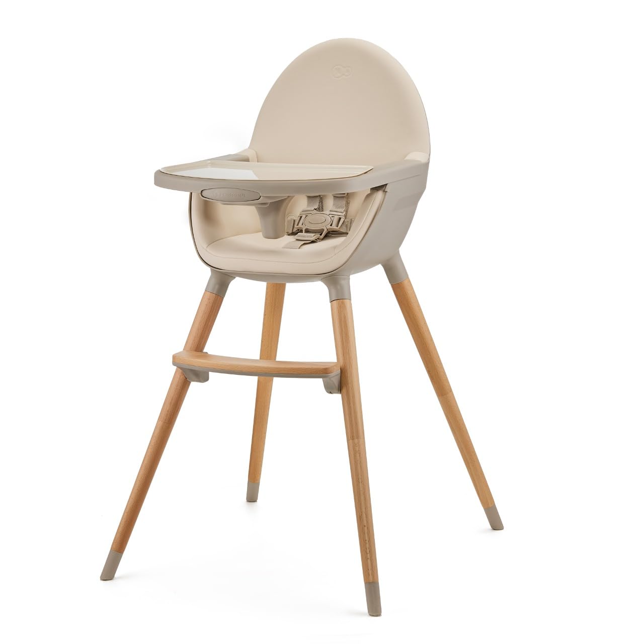 Kinderkraft FINI 2 Chaise Haute Bébé 2 en 1 Évolutive Réglable Avec Plateau 20kg Beige
