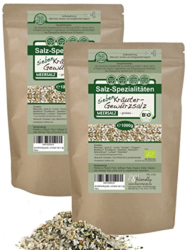 direct&friendly | grobes Bio-7 Kräuter-Gewürzsalz | 2 kg | Meersalz mit Bio Kräutern und...
