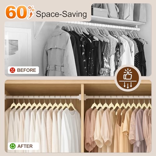 Velvet-Shirt-Hangers-30-Pack-No-Shoulder-Bumps-for-Clothes-Ivory-Ultra-Slim-Space-Saving-Non-Slip-Velvet-Design-Sturdy-Elegant-Prevent-Garment-Deformation-Fits-Blouses-Tank-Tops-Coats