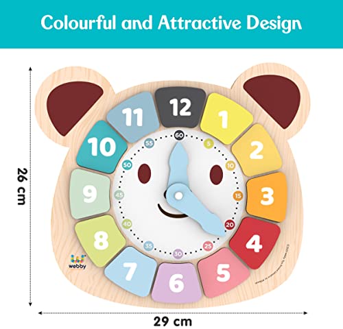 Image of Webby Bear Colors Clock | Early Learning Toy | Time Learning | Educational Learning Clock Toy - Wooden Clock | Lovely Shapes - Cognitive Toy for Kids