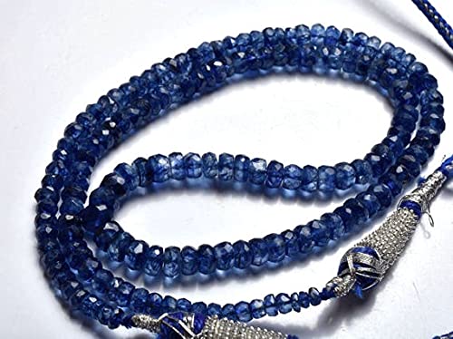 LKBEADS 1 sznur naturalny ciemny cyjanit fasetowane okrągłe koraliki pełny sznurek drobne duże koraliki naszyjnik 3,5 do 6 mm 44,5 cm
