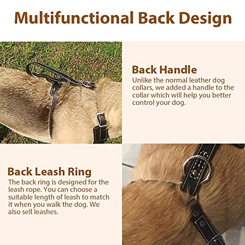 Leather Dog Harness Handmade Genuine Leather Durable Strong Pet Harness with Adjustable Straps No Pull Easy Control Pet Vest 28″ – 32″ Chest for Medium Large Dogs Dark-Brown Leather Dog Harness Handmade Genuine Leather Durable Strong Pet Harness with Adjustable Straps No Pull Easy Control Pet Vest 28″ – 32″ Chest for Medium Large Dogs Dark-Brown
