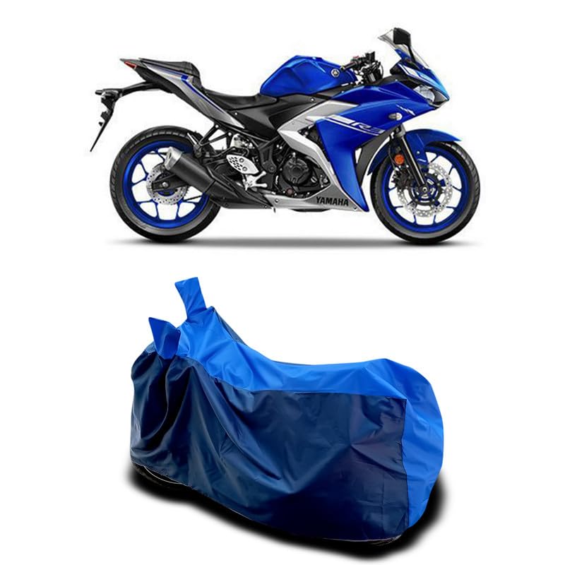 Image of DUFFEL-Two Wheeler Bike Body Cover Compatible for Yamaha YZF R3 Bs6 Heat Protectio /UV-Rays /Birds Dropping /DustProof /Waterproof All Variants [Nevay Blue]