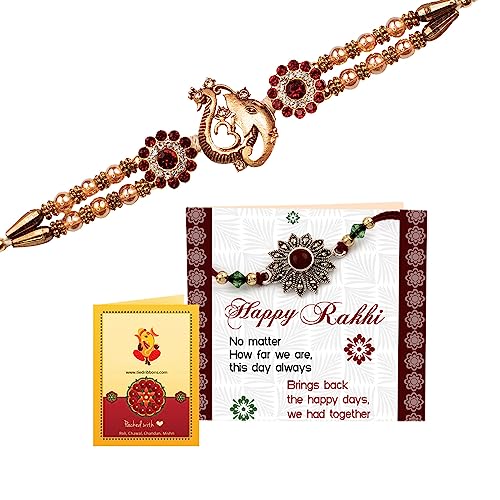 TIED RIBBONS Bhai Dooj Rakhi for Brother with Gift | Mini Greeting Card | Bhai Dooj Tikka - Raksha Bandhan Rakhi Bracelet for Brother Rakhi for Bhaiya | Bro Rakhi with Card | Bhai Dooj Gift