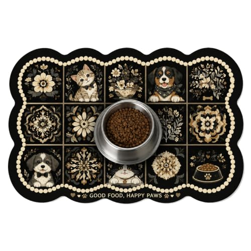 Dog Food Mat, Cat Food Mat, Absorbent Dog Mat for Food and Water Bowl, Quick Dry Pet Feeding Bowl Mat, Pet Food Mat, Non-Slip Super Absorbent Dish Mat 20" L x 12" W
