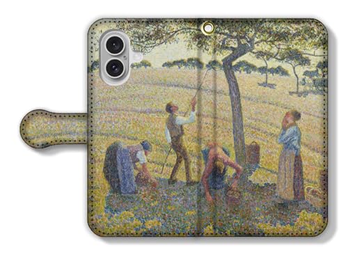 手帳型 iPhone17互換 スマホケース 【世界の名画】 カミーユ・ピサロ ☆印象派☆ アート 絵画 芸術 西洋画 風景画 (リンコ?の収穫、エラニー)