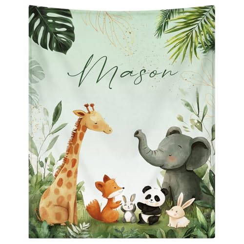 WNNNS Custom Baby Blanket for Boys Personalized Baby Blanket with Name Soft Cozy Flannel Bed Throw Blanket for Kids Newborn Toddler Customized Baby Boy Gifts for Christmas Baby Shower Birthday Easter