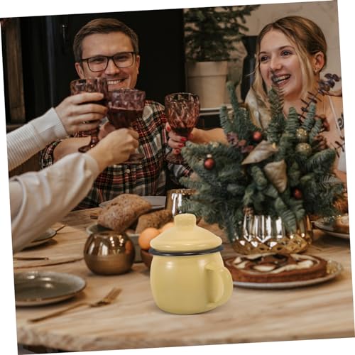 Tasse émail décorative anti-éclaboussure avec couvercle et mug céramique isolant