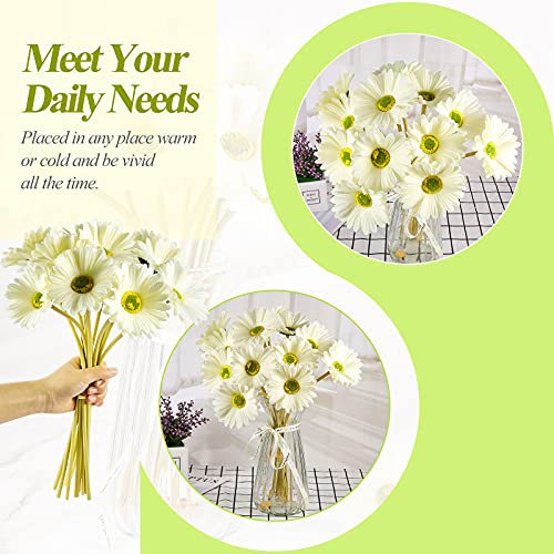 Willbond Faux Daisy Faux Flower Gerbera Daisy Faux Gerbera Daisies Faux Flower Bouquet 15 Inch For Wedding Bridal Bouquet Party Home Kitchen (White, 18 Pieces) #TOP4