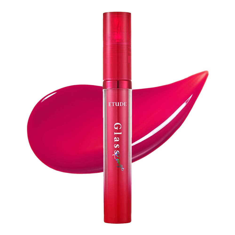 ETUDE Glass Rouge Lip Gloss Tint |Glossy Lipstick| Waterproof, Long lasting |Korean Makeup|Shade-RD304,Heart Beet- 5g