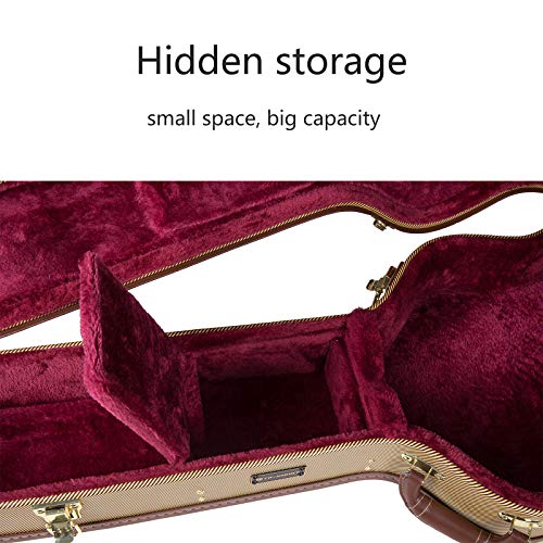 Image of Crossrock Case - Hard-Shell Wooden Guitar Case - Fits OM /000-14 Fret Acoustic Guitars - Stainless Steel Latches, Sponge Lining, Metal Feet, Storage Space - Vinyl Tweed