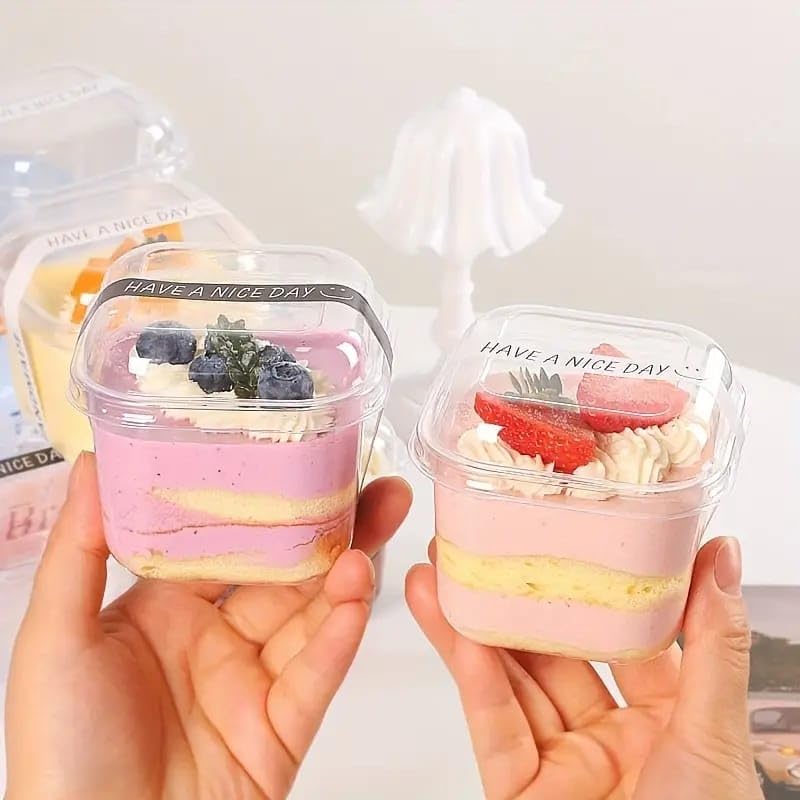 APOLLINE INDIA® 6 PCS Ice Cream Acrylic Cup Dishes for Desserts, Milkshake,Fruit and Pudding Box Serving Bowls, Perfect for Home, Restaurants and Parties Dishwasher Safe (Rectangle, 350 ml) 3