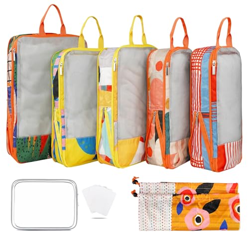 7 Pcs Compression Packing Cubes Travel for Suitcases, Luggage Organizer Washable Storage Bags Set for Backpack Travel- Packaging Cubes for Carry-Ons and Storage