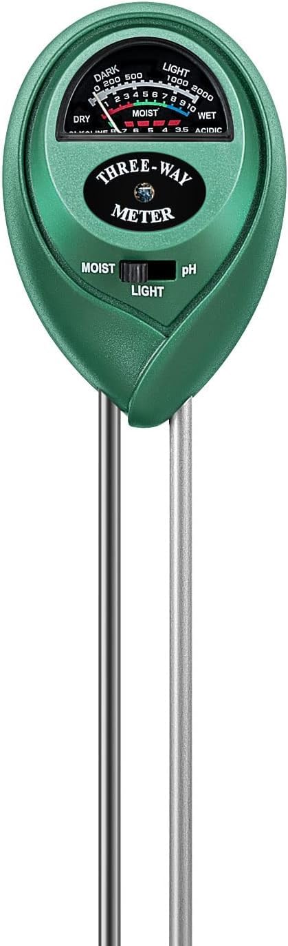 Soil PH Meter 3 in 1 Soil Tester Kit with Moisture Light and PH Test Gardening Tool for Garden Farm Lawn Plants Indoor and Outdoor Use